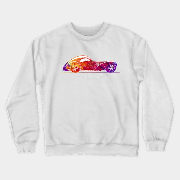 Bugatti Type 57 SC Atlantic 1936 - Colorful 01 Crewneck Sweatshirt by SPJE Illustration Photography